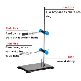 Laboratory Support Kit Lab Support Stand Chemical Lab Equipment Holder Clamp Lab Instrument Holder Retort Rings Hip Flask Clamp
