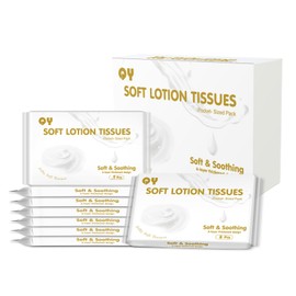 Ultra Soft Tissues 6-Ply (160 Sheets/8Packs) Lotion Facial Tissues with Glycerin & Protein FSC Certified Biodegradable Baby-Safe & Fluorescent-Free Hypoallergenic