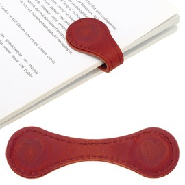 PATIKIL Personalized Leather Magnetic Bookmarks, Book Marks Heart Shape Magnet Book Markers for Reading Men Women Teacher Writers Red