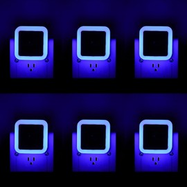 6 Pack Blue LED Night Light Plug in, Dusk to Dawn Sensor Automatic On and Off, Energy Efficient, Soft Glow Kids, Nursery, Bedroom, Bathroom, Hallway, Stairs, Kitchen