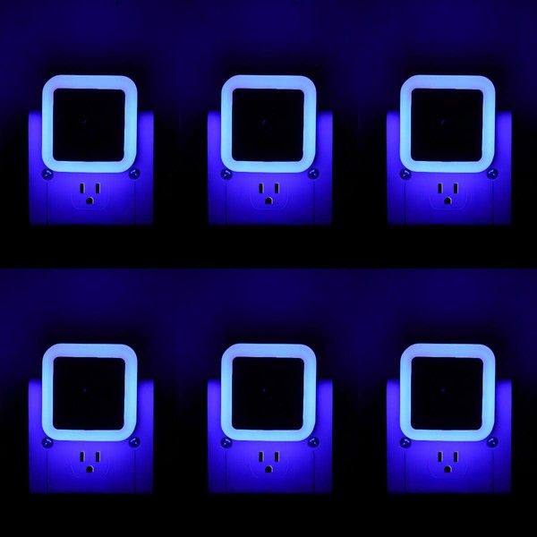 6 Pack Blue LED Night Light Plug in, Dusk to