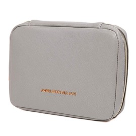 Angelina's Palace Large Jewelry Organizer Case Bridesmaid Gifts Vegan Leather Travel Jewelry Storage Bag for Necklace Earring Bracelet Ring(pearl grey)