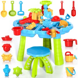 WATUDOU 3 in 1 Water Table for Toddlers 3-5 Years Kids Ages 4-8, Kids Summer Activity Sensory Play Outdoor Beach Backyard Sand Water Table Toys for Toddlers, Birthday Gift Toys for Boys Girls