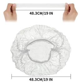 Jrusmr 100 Pcs Nonwoven Elastic Caps, 19 In Dust Covers, Stretch Bouffant Head Nets, Soft & Breathable Unisex Hats for Shower, Food Service, Kitchen, Hospital, and Beauty Salon (White)
