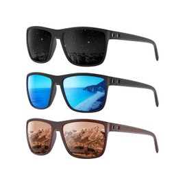 Foliful Polarized Sunglasses Men and Women, Mens Sunglasses Square Lightweight with UV Protection Sun Glasses for Fishing Driving, 3806A05