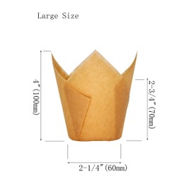 QLSmypkg Large Muffin Greaseproof paper Baking cupcake cups, 2-1/4" x 4" Natural Tulip Baking Cup Case of 125 pcs (Large size) (125)