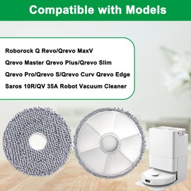 10 Pack Mop Pads for Roborock Qrevo S5V, QV 35A 35S, Saros 10R, Curvx, Curv S5X, Edge S5A, Master, Slim, Q Revo S/Pro/Plus/MaxV Robot Vacuum Cleaner, Mop Pad Accessories