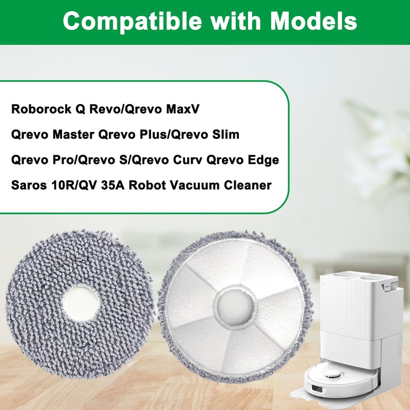 10 Pack Mop Pads for Roborock Qrevo S5V, QV 35A