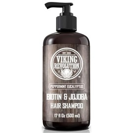 Viking Revolution- Champú Biotin para hombres - Champú de eucalipto y menta con aceite de jojoba y aceite de menta - Champú anticaída del cabello