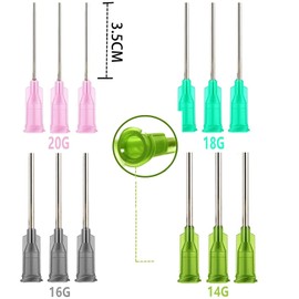 TOUFEIYUAN 12枚1mlシリンジ 注射器、14G、16G、18G、20G針付き、 液体測定シリンジツール。科学実験室、給餌ペット、オイルまたは接着剤アプリケーター用 (1ML12枚+4種類のサイズの針)