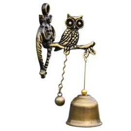 BESPORTBLE Retro Owl Wind Chime Door Bell Zinc Alloy Animal Decor Bell Solid Copper Bead Home Ornament for Indoor/Outdoor Wall Mount