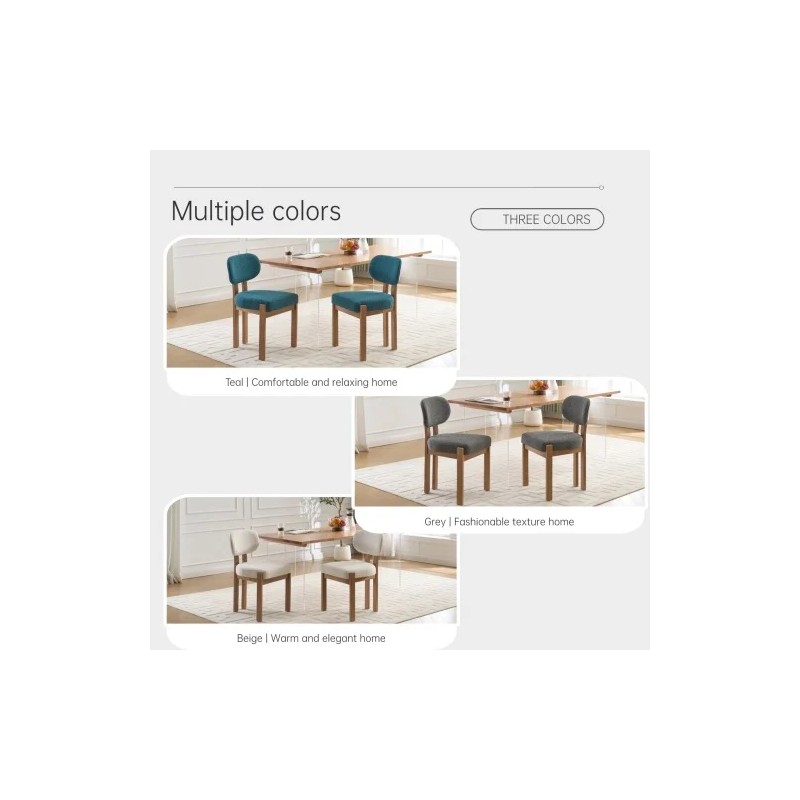 Modern Luxury Dining Chairs Set of 2 Teal Chenille Rubber