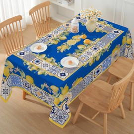 Honellaty Summer Lemon Tablecloths for Rectangle Tables, Spill-Proof Wrinkle Free Rectangular Table Cover for Dining, Kitchen, Daily Use, 60x102 Inch