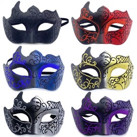 Men's Half-Face Gold Paint for Zombie Masquerade Parties One Size/Painted - Dark Crimson 10ea