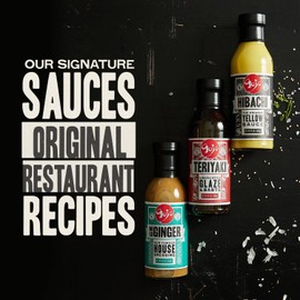 Gojo Japanese Sauce Variety Pack - 3 Pack I 1x Thick Teriyaki Glaze (12oz), 1x Vibrant Miso Ginger Dressing (12oz) & 1x Tangy Yellow Hibachi Sauce (12oz), Create Quick & Easy Asian Food Dishes at Home
