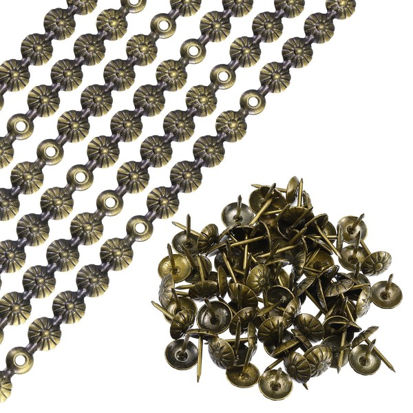 sourcing map 6Pcs Upholstery Tacks Strips, 1Meter Flower Decorative Nail