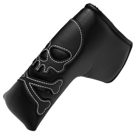 Blade Putter Cover Golf Putter Head Cover Headcover Magnetic Closure, White or Black (Black)