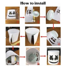 Cosplay Head Mask, DJ Music Festival Light Emitting Light Up Cosplay Head Cover for Cosplay Equipment Red