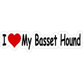 6" wide I heart love my Basset Hound MAGNET Vinyl Car Fridge Sticks to any Metal Surface