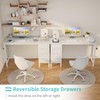 Lufeiya White Computer Desk with Fabric Drawers, 47 Inch Reversible
