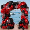 124Pcs Red and Black Balloons Garland Kit, Different Sizes Confetti