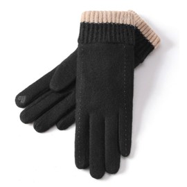 KXF Women's Winter Warm Fleece Gloves Thermal Wool Cashmere Touch Screen Gloves with Knit Elastic Cuff for Women Cold Weather