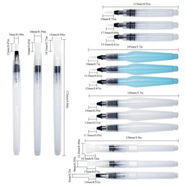 Yingcen 15 Piece Water Brush Set Creativity Water Tank Brush Watercolour Refillable Water Brush Watercolour for Colouring, Calligraphy, Painting, Watercolour Creation