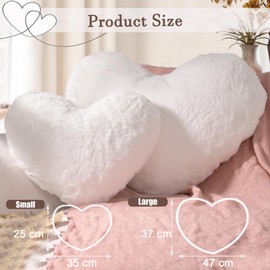 Yhoelata Heart Cushion, Snow White Heart-Shaped Cushion, Cuddly Cushion, Love Decorative Cushion, Aesthetic, Plush Cushion for Living Room, Sofa, Child, Bedroom, Bed, 25 x 35 cm