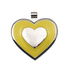 LuckyPet Pet ID Tag - Heart Shaped Jewelry Tag - Dog Tag & Cat Tag - Easy to Read Laser Engraving on The Back Side - Size: Small, Color: Yellow
