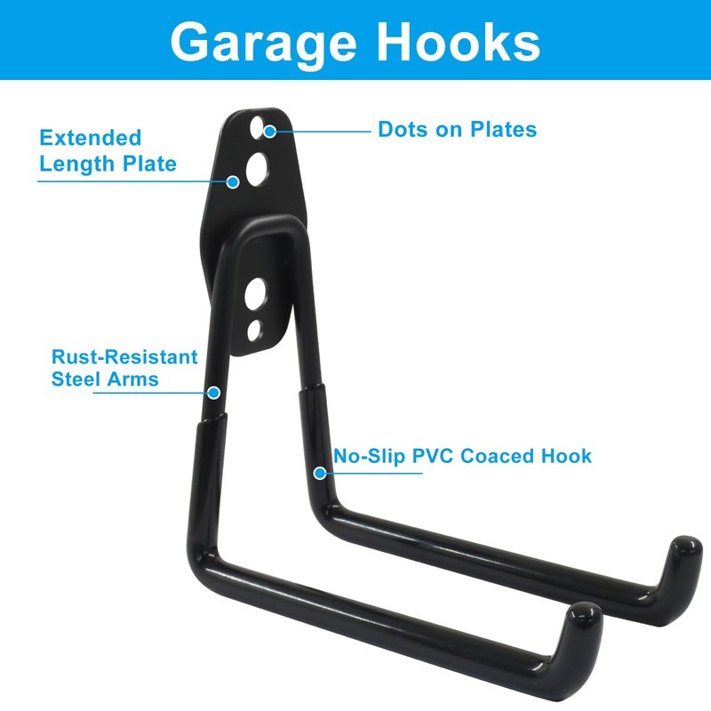 Aracombie 2 Pack Heavy Duty Garage Wall Hooks, Wall Mount