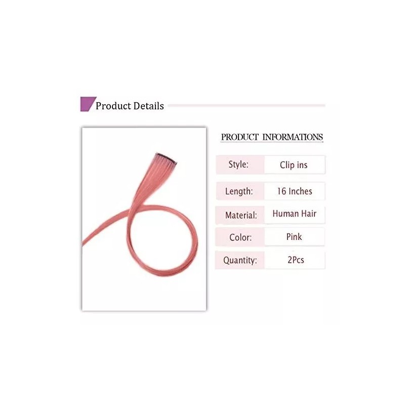 QNI-LMB Extensiones De Cabello Color Pink - Cabello 100% Natural