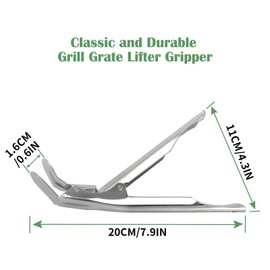 Zalizr Grill Grate Lifter Gripper, Stainless Steel Grate Gripper for Charcoal Grills & Smokers, Universal BBQ Lifter Grabber Tongs, Grill Accessories