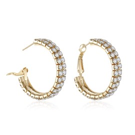 Kruckel Dangle Rhinestones Hoop Earring for Women - Sparkling Dance Round Shape Crystal Jewelry - Gifts for Wife, Girlfriend - Girls at Anniversary, Birthday, Valentines Day & Christmas - Gold Plated