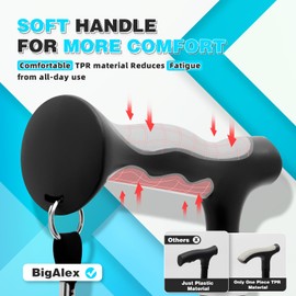 BigAlex Lightweight Collapsible Walking Cane with Soft Comfortable TPR Handle for Seniors and Elderly Adults, Larger Handle for Comfort, Adjustable Support Stick, Portable Travel Aid for Men & Women