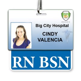 RN BSN Badge Buddy - Horizontal - Heavy Duty Spill Proof & Tear Resistant Cards - 2 Sided - Quick Role Identifier ID Buddy for BSN Registered Nurses - USA Printed by Specialist ID (Blue)