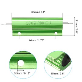 PATIKIL 100W 200 Ohm Aluminum Shell Resistor, 2 Pack Aluminum Housing Resistor Housed Case Wirewound Resistors Screw Tap Power Resistor 5% Tolerance, Green