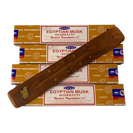 VIE Satya Incense Sticks, 4 Packs x 15g, with Incense Holder, Egyptian Musk