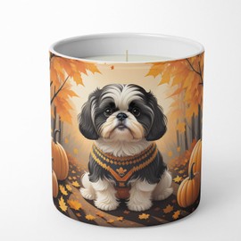 Caroline's Treasures DAC1073CDL Shih Tzu Fall Decorative Soy Candle Nature Soy Wax Essential Oil Home Decor Ideal for Bedroom Kitchen Bath Office Gift, 10 oz