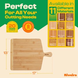 Riveira Two Tone Bamboo Wood Cutting Board – Gourmet Bamboo Grandeur: 17 x 13 Wooden Cutting Board – Wooden Cutting Boards For Kitchen Decorative – Innovative Juice Grooves Wooden Chopping Board