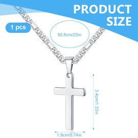 LQIOACU 1 Stück Kreuz Kette Herren Edelstahl, Kreuz kette silber, Kreuzkette silber herren, Kette herren silber