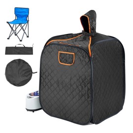 Happybuy Portable Home Steam Sauna Spa Tent, 1200 Watt Generator, with Chair & Bag, Therapeutic for Detox Relaxation, Time & Temperature Remote Control, Black