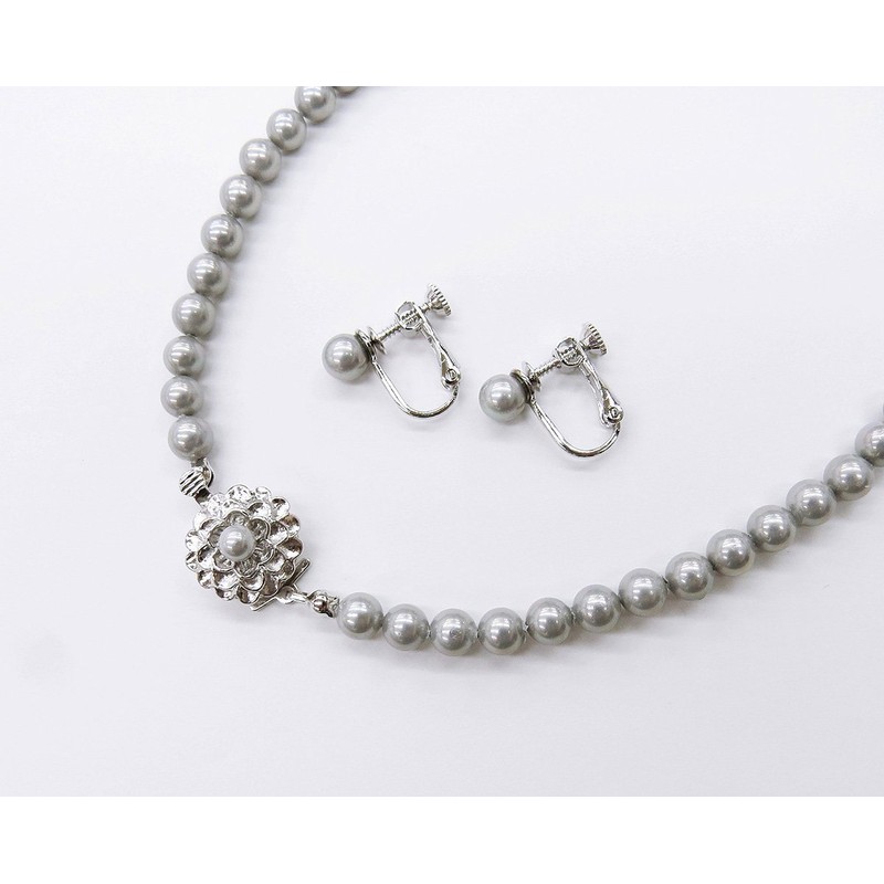 [Gray Series 6/40 cm Shell Pearl Necklace And Earring Set]