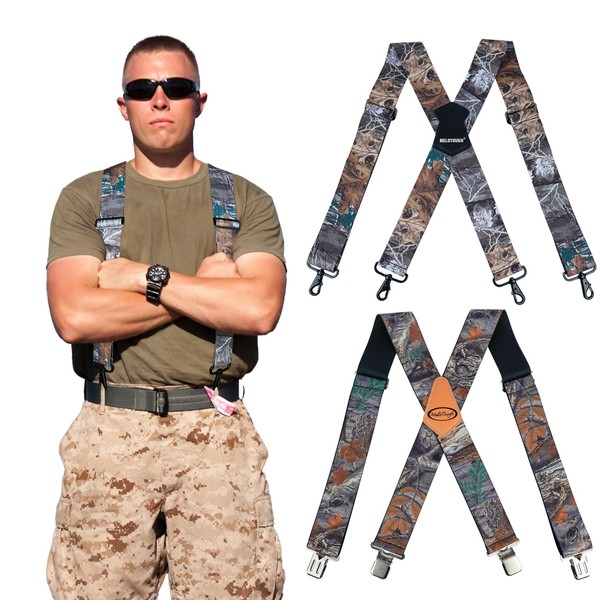 MELOTOUGH 2 Pcs Camo Suspenders for Men Heavy Duty Work
