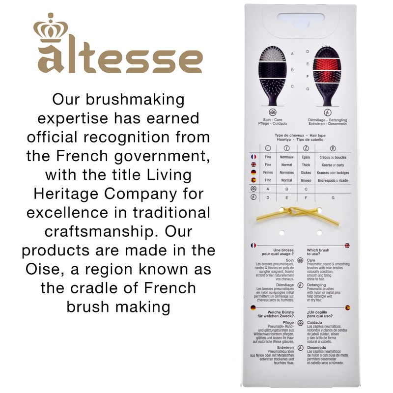 Alteste hairbrush with pure wild boar bristles, 13-row, black