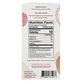 Waka Premium Decaf Instant Coffee Sachets — 100% Arabica Freeze Dried Beans — For Hot or Iced Coffee (8 Count, Decaf Medium Roast)