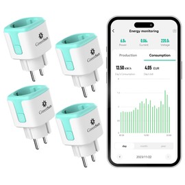 GreenSun GreenSun Alexa Steckdose Wlan Steckdose - Smart Life APP Sprachsteuerung mit Alexa Strommessger?t Smart Home Stromz?hler fr Steckdose Mini PV Stromz?hler fr Balkonkraftwerk 16A 4PC