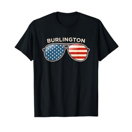 Burlington, NJ Vintage US Flag Sunglasses T-Shirt