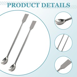 2 Pcs Lab Spatulas- 304 Stainless Steel Double-Ended Sampling Spoon & Flat Square Spatula Laboratory Mixing & Measuring Tools for Precise Reagent Handling