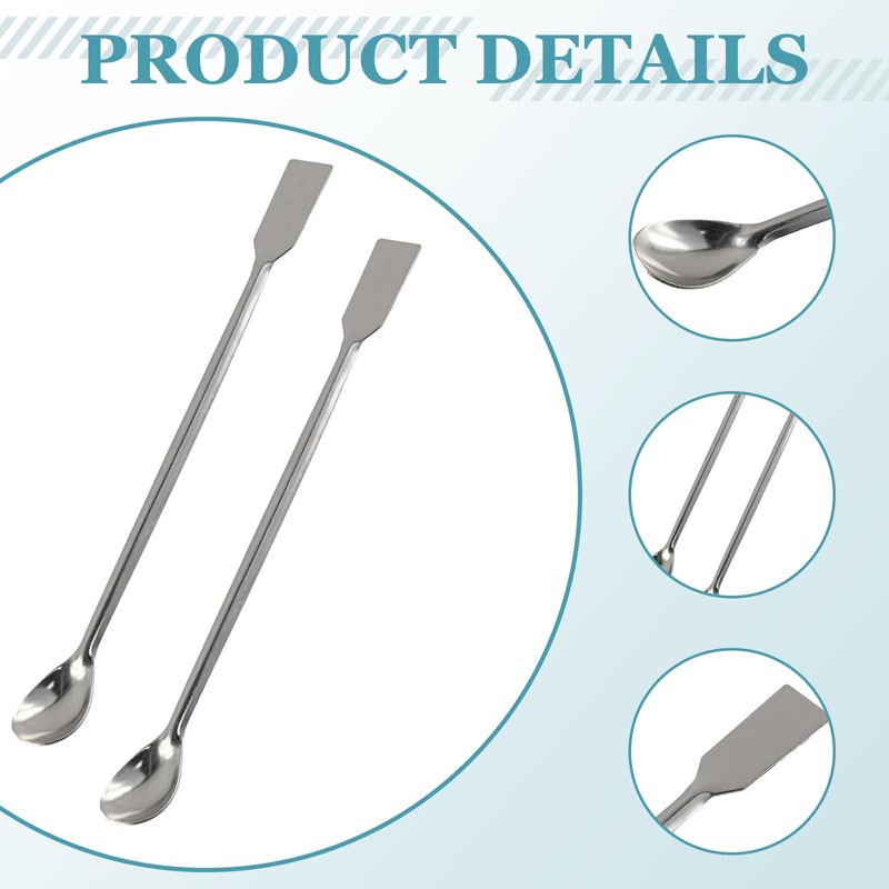 2 Pcs Lab Spatulas- 304 Stainless Steel Double-Ended Sampling Spoon