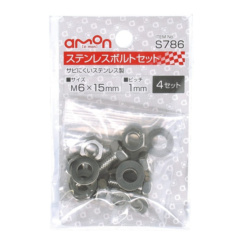 amon stainless steel bolt set, pitch 1.0 mm, 6φ, length